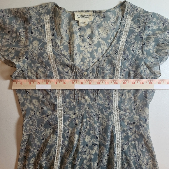 Denim & Supply Ralph Lauren Dress Blue Floral V-Neck High-Low Midi 6 Boho-chic - Picture 6 of 11
